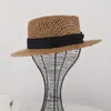 Sombrero de Paja Original de Fábrica de Alta Calidad, Hueco, Transpirable, de Ala Plana, para Sesiones de Fotos de Vacaciones, Sombrero de Sol de Paja de Moda Francesa Vintage