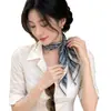 Pañuelo Cuadrado de Seda Azul Vintage, Estilo Nuevo, Pañuelo de Encaje Crepé de Seda 100% Morera, Elegante y Versátil Pañuelo Decorativo de Seda para Mujer