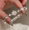 Pulsera Barroca Exquisita de Flor de Zircón y Perla Redonda, Pulsera de Lujo Ligero y Gama Alta, Joyería de Mano Dulce Retro Francesa