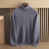 Suéter de cachemira de montaña pura para hombre, suéter de manga larga de color sólido, suelto, de punto, con solapa alta, para otoño e invierno, regular