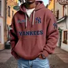Roupas Masculinas Novas Transfronteiriças Moletom com Capuz e Zíper Multi-Bolsos Moletom Tendência de Comércio Exterior Série NFL Design Personalizado