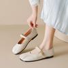 Sapatos de Salto Baixo Weimei Girl 993-16 Estilo Ballet Francês para Mulheres com Tira Plissada e Saia Combinando Sapatos Mary Jane