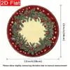 Moda Transfronteriza Navidad 38cm Acebo Redondo Borde Ondulado Papá Noel Árbol Copo de Nieve Mantel Individual Decoración de Mesa de Comedor Occidental