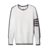 2026 Nuevo Estilo Suéter de Punto Redondo de Lana Estilo Coreano Jacquard de Cuatro Rayas Ropa de Punto Básica Casual
