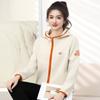 Cárdigan de Primavera y Otoño Abrigo con Cremallera para Mujer Suelto Adelgazante Moderno Top Estilo Occidental Reductor de Edad Suéter Deportivo Casual con Capucha