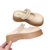 Medias Pantuflas Cerradas Estilo Británico para Mujer, Verano 2025 Nuevo Estilo Hada de Perlas Sandalias Mary Jane de Suela Gruesa