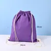 Mochila Saco com Cordão de Algodão em Estoque, Mochila de Ginástica Portátil com Logo Estampado, Saquinho com Cordão de Lona Feito Sob Medida