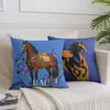 Almohada de Dibujos Animados Año del Caballo 2026 Felpa Corta Funda de Almohada Impresa por Ambos Lados Sin Relleno para Cojín de Sofá de Sala de Estar