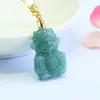 Pingente de Jade Natural Grau A Água Azul Deus da Riqueza Colar Transmissão ao Vivo Área do Templo Atacado S6031703