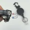Mosquetão de Aço Magnético de Alta Resistência para Escalada ao Ar Livre Chaveiro de Alta Elasticidade Retrátil Chaveiro de Puxar Fácil