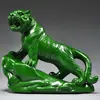 Figura de Tigre tallada en madera maciza verde, Doce Animales del Zodiaco, Decoración del hogar de Tigre para sala de estar y estudio, Artesanía decorativa Feng Shui
