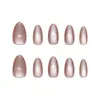 Uñas prefabricadas hechas a mano en un color sólido simple con efecto ojo de gato morado-gris, elegantes y con estilo, estilo ins europeo y americano, desmontables, 30 piezas