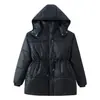 Para Exportação Europeia e Americana Transfronteiriça Moda Feminina Aliexpress Popular Moda de Inverno Versátil Cordão na Cintura Comprimento Médio Casaco de Algodão