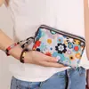 Bolsa de Celular Três Camadas Estampada da Moda, Carteira Longa, Clutch Horizontal, Porta-Moedas Portátil, Bolsa de Mão Que Cabe um Celular Grande