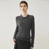 Outono/Inverno 2026 Novo Suéter Feminino Slim de Lã Grossa com Gola Polo de Cashmere, Peça Básica de Estilo Elegante