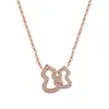 Collar de calabaza de plata de ley s925 para mujer, simple, moda, cadena para la clavícula en oro rosa, colgante hueco de nicho con microincrustación, para mujer, venta al por mayor