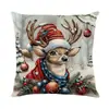 Funda de Almohada Navideña Temu Decoración Festiva Transfronteriza Estilo Pintura al Óleo Realista Funda para Cojín de Sofá Cojín de Dormitorio Venta al por Mayor