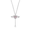Collar de plata S925 con alas pequeñas móviles, corazón de Cupido, diseño de nicho femenino, cadena para clavícula de amor de lujo ligero, Ángel