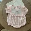 INS Verano Bebé Niña Estilo Princesa Bordado Combinación de Colores Manga Corta Sombreros Traje de Gateo para Bebé