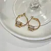 Brincos Argola Zircônia Trançados Redondos Agulha de Prata, Brincos Minimalistas Estilo Francês, Brincos de Luxo Leve de Alta Qualidade para Atacado