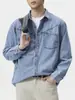Roupas Masculinas Fengshe / Artesanato patchwork retrô japonês, camisa jeans de corte tridimensional para homens, solta, camisa casual de luxo leve