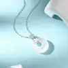 Rueda de la Fortuna al por Mayor Plata S925 Loto Calcedonia Collar Estilo Chino Versátil Joyería de Plata Suministro para Transmisiones en Vivo Fábrica