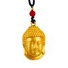 Collar Colgante Cabeza de Buda de Oro Aluvial Atado con Cadena de Cuerda Negra Clavícula Aleación Punto al por Mayor Moda Versátil Colgante Joyería