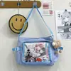 2026 Estilo Universitario Versátil Ropa de Clase Libro Bolso Cruzado de Gran Capacidad para Mujer Bolso de Hombro con Insignia Transparente Bolsa Ita -