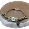 Pulsera de Cerámica Hecha a Mano con Dijes de Flor de Puente Roto Joyería Pequeña Suministro para Puestos Callejeros Pulsera de Moda Tendencia Accesorios para Mujer