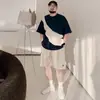 Ropa de moda para hombre de talla grande para hombres altos y corpulentos, camiseta casual de manga corta con retazos de moda de verano de corte holgado, camiseta de manga media extragrande para hombre