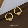 Pendientes de Aro de Rueda de Circonita de Moda Europeos y Americanos para el Día a Día, Lujo Retro Accesible, Pendientes de Gama Alta, Simples y Versátiles