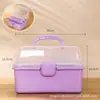 Caixa de armazenamento dobrável de três camadas de tamanho pequeno, espessa, doméstica, portátil, caixa de remédios, material de escritório para estudantes, artigos diversos, caixa de armazenamento com adesivo para mesa