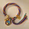 Cuerda de Mano Xizang Tejida a Mano Recurrente Cuerda de Mano Pequeña Pulsera Thangka Cuerda Thangka Dios de la Riqueza Madre Verde Zakilam