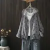 2026 estilo coreano nova cor tecida bolinhas grandes solta com capuz jaqueta cardigã feminina top de primavera fio de algodão plus size