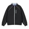 Chaqueta de punto casual deportiva para hombre, estilo europeo con logo, cuello alto americano, corte holgado, para primavera y otoño, deportiva y casual