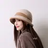 Chapéu de Pescador Retrô Britânico de Alta Qualidade para Mulheres, Estilo Coreano, Outono e Inverno, Versátil, Elegante, Quente, Chapéu Bucket Emagrecedor