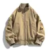 Chaqueta de PU de retazos estilo retro americano de moda transfronteriza con cuello alto, unisex, corte holgado, versátil, casual y a la moda para primavera