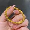 Tienda de Oro Mismo Estilo Pulsera Calabaza Melocotón Ojo de Gato Cepillado, Pulsera de Imitación Dorada para Mujer, Pulsera de Alta Gama Regalo para Novia