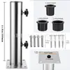 Sombrilla Exterior de Terraza Base para Sombrilla de Acero al Carbono Soporte Base para Parasol Tubo Base Tubo para Sombrilla DIY Soporte para Sombrilla de Tubo de Acero Inoxidable