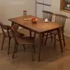 Mesa de Jantar de Madeira Maciça Cor Nogueira Madeira de Borracha Doméstica Sala de Estar Apartamento Pequeno Mesa de Jantar Simples Mesa de Refeição Conjunto de Mesa e Cadeiras para Casa