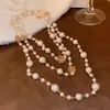 Suéter de Cadena de Perlas en Capas Estilo Francés Versátil y Elegante Collar de Gama Alta para Mujer, Accesorio Largo de Moda y Versátil