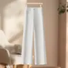 Jeans Personalizado Azul Denim de Perna Larga Estreita, Novo Modelo para Outono 2026, Item Quente Popular deste Ano, Cintura Alta Corte Reto