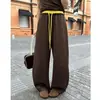 Pantalones de pierna ancha para mujer con cintura de bloques de color y corte de cuchillo, Otoño 2025, de tiro alto, adelgazantes, holgados, con caída, casual [Un par, dos formas de llevar]