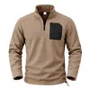 Sudadera Pulóver para Hombre 2026 Transfronteriza Otoño/Invierno con Cuello Alto, Media Cremallera, Bolsillos con Cremallera, Dobladillo con Cordón y Forro Polar