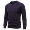 Camiseta de manga larga elástica de algodón peinado para hombre para primavera y otoño transfronteriza, top casual ajustado de cuello redondo Sorona, sudadera para hombre