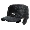 Gorra de Invierno para Hombre Estilo Papá Protección contra el Frío Protección para los Oídos Gorra de Copa Plana para Hombres de Mediana Edad y Mayores Abuelo Hombre Mayor Gorra Gruesa de Algodón Cálida con Terciopelo
