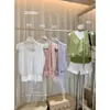 Como Blusa Oficial de Verano Estilo Francés Vibe de Cita Gasa Cuello en V Hombros Descubiertos para Mujer 28386 (con Cinta)