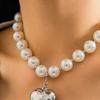 Collar de corazón de melocotón con cuentas redondas multicapa de estilo cibernético de moda con personalidad transfronteriza de Europa y Estados Unidos, collar de corazón de amor desmontable con temperamento