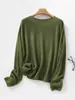Suéter de tricô com gola redonda vazada, peça única de veludo para mulheres, acabamento sem costura, luxo leve, brilhante, modelador, top pullover de outono