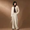Conjunto Minimalista Estilo Coreano para Mujer 2026 Pantalones de Pierna Ancha para Mujer Otoño Viaje de Negocios Cintura Alta Diseño de Pliegues 3D Sentido del Diseño Casual Largo